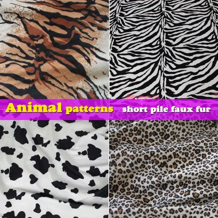 

Animal Patterns Tiger Print Zebra Print Cow Print Leopard Print Short Pile Faux Fur Fabric Sold By The Yard Free Shipping