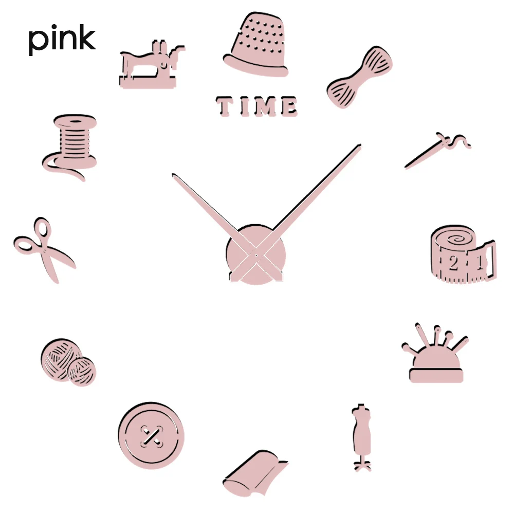 Wall Clock Watch Wall Large 3D Luminous Mirror Clocks Stickers Sticker Sewing Machine Morden Design Creative Gift Home Decor - Цвет: wall clock pink