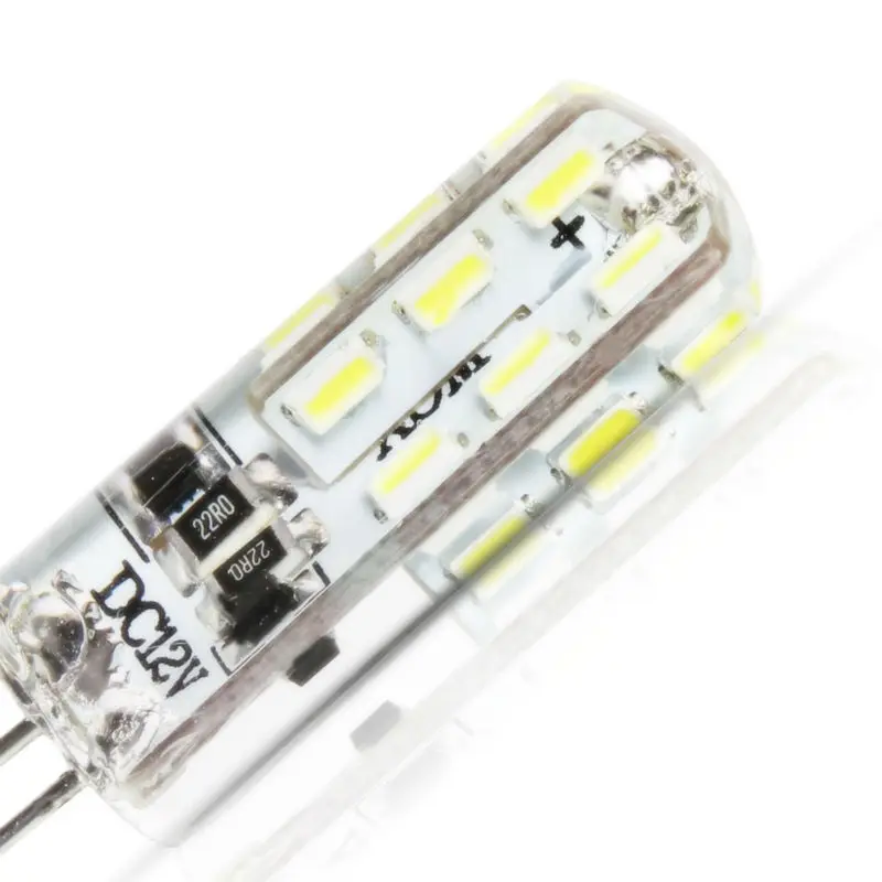 12 шт G4 Светодиодный светильник 24 3014SMD энергосберегающая лампа 3W DC 12V 180-240LM теплый белый 3000K 360 Угол луча силикагель