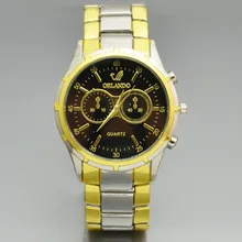 Orlando, роскошные деловые мужские часы, ремешок из нержавеющей стали, кварцевые часы, мужские золотые часы, elogio Masculino