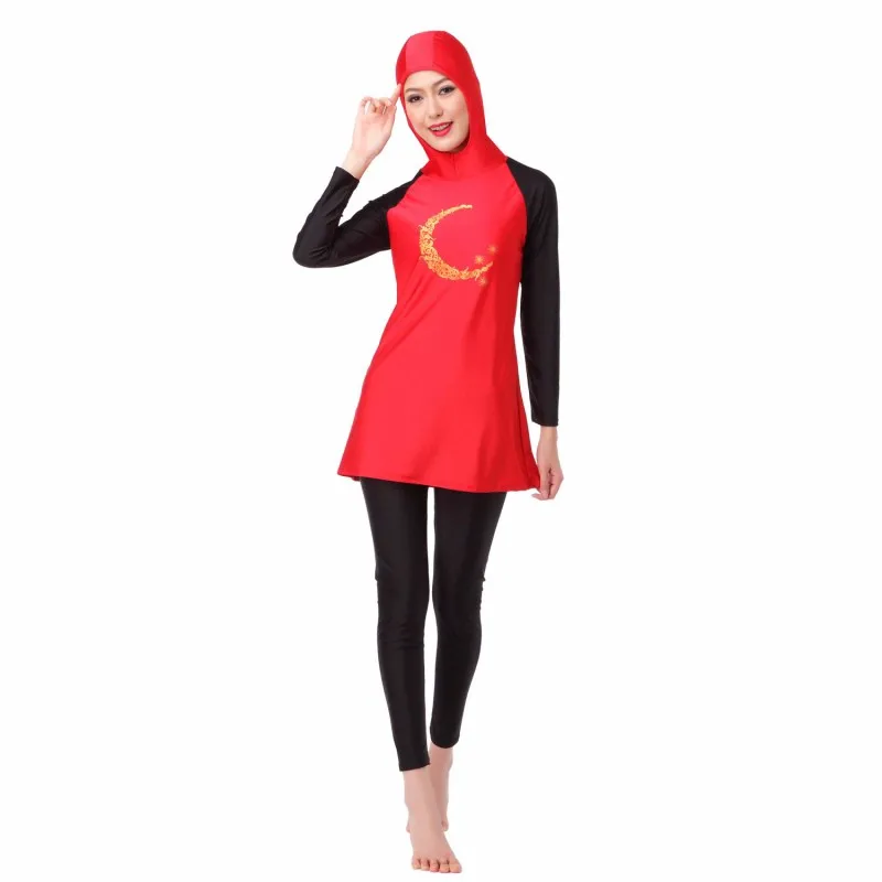Женский Мусульманский купальник с полным покрытием, скромные купальники, плавательный костюм