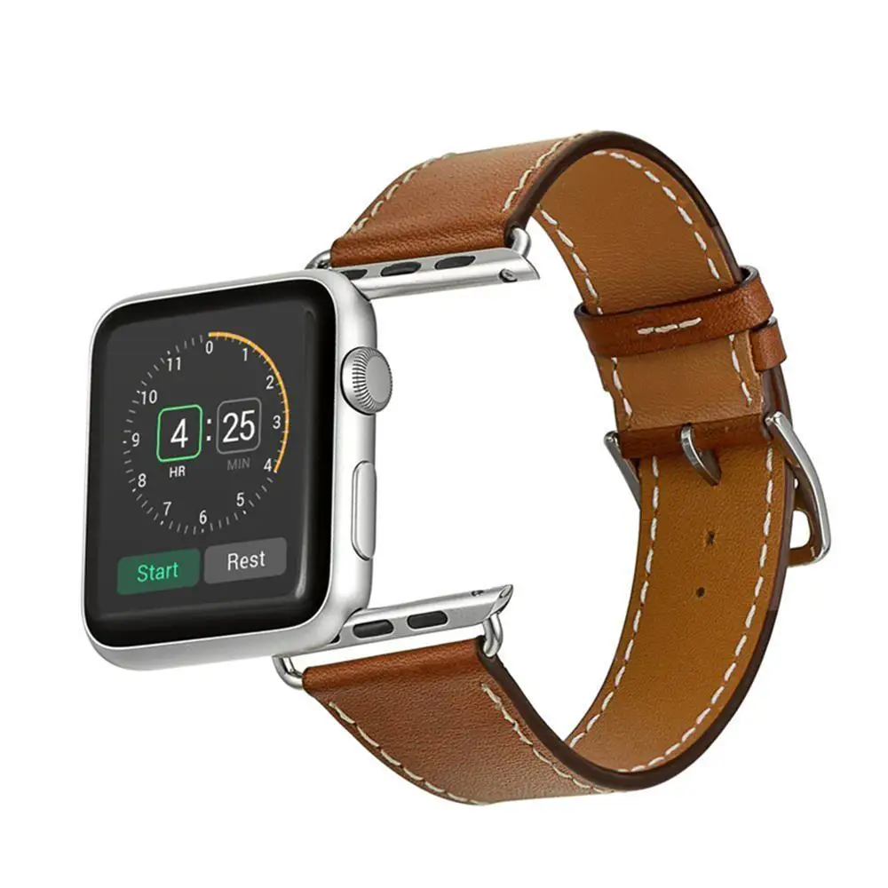 Ремешок из натуральной кожи для Apple Watch band 44 мм 40 браслет iwatch 42 correa 38 apple watch Series 6 se 5 4