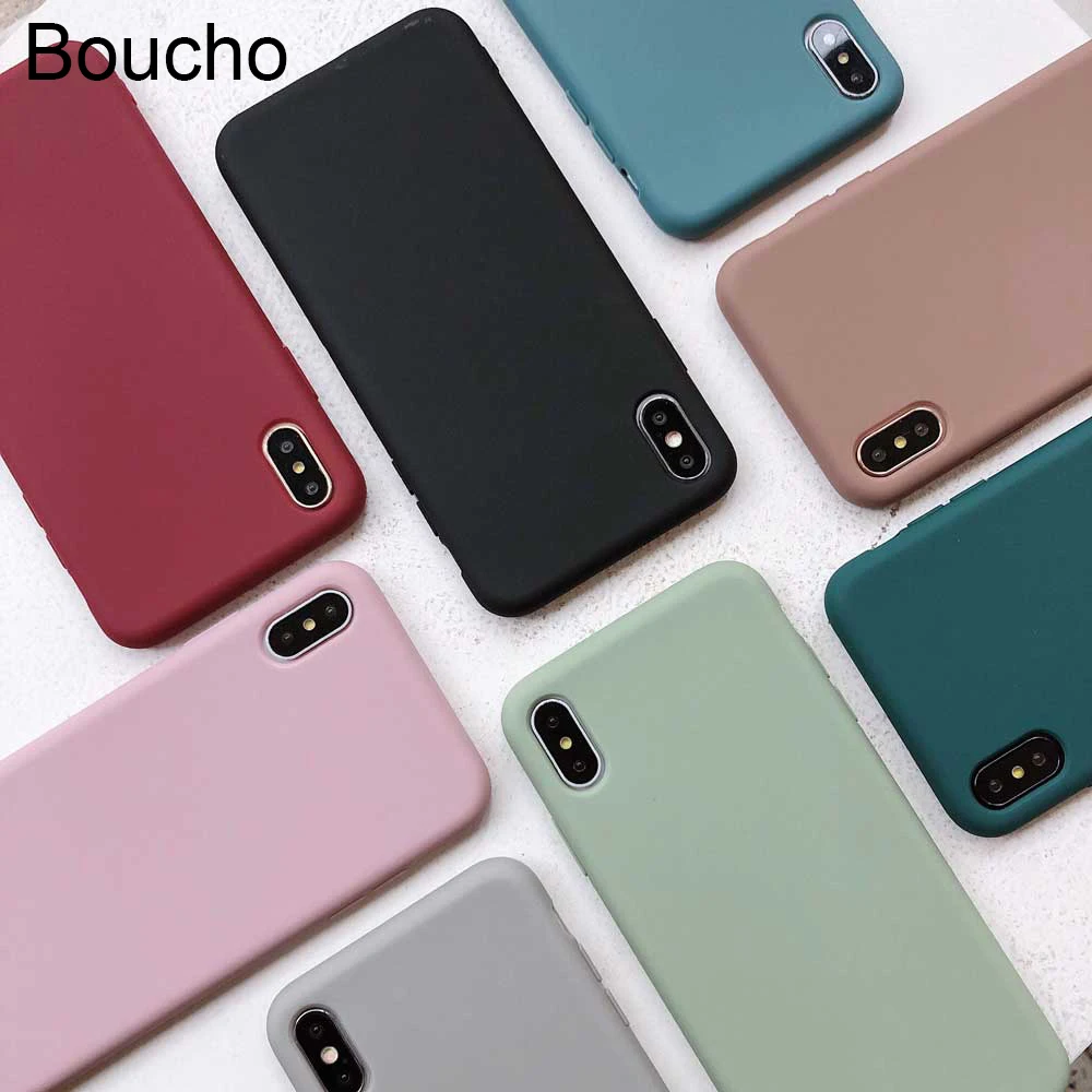 Однотонные Силиконовые чехлы Boucho для iphone XS Max XR X 6 6S 7 8 Plus милые мягкие и простые