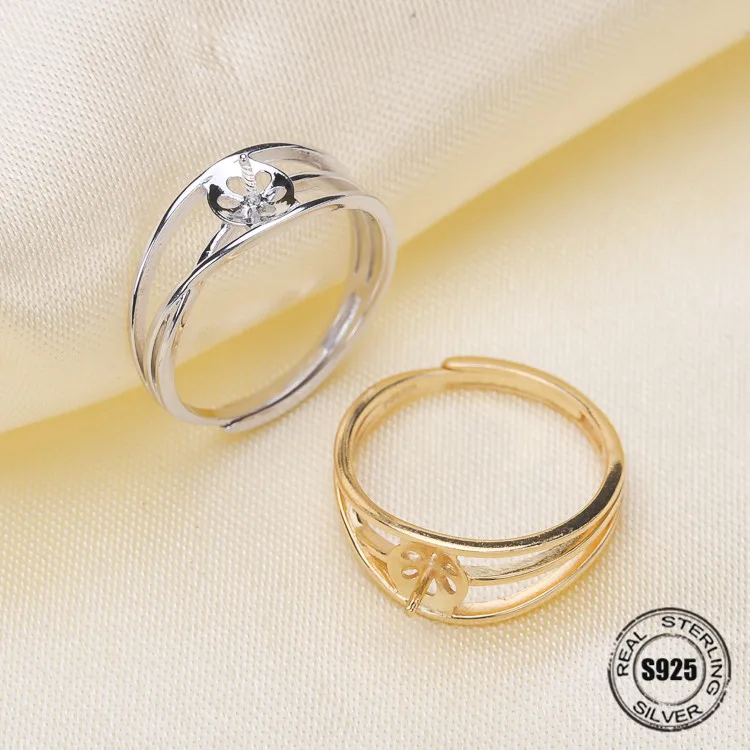 Fashion Jewelry DIY 925 Sterling Silver Rings Adjustable Ring Settings