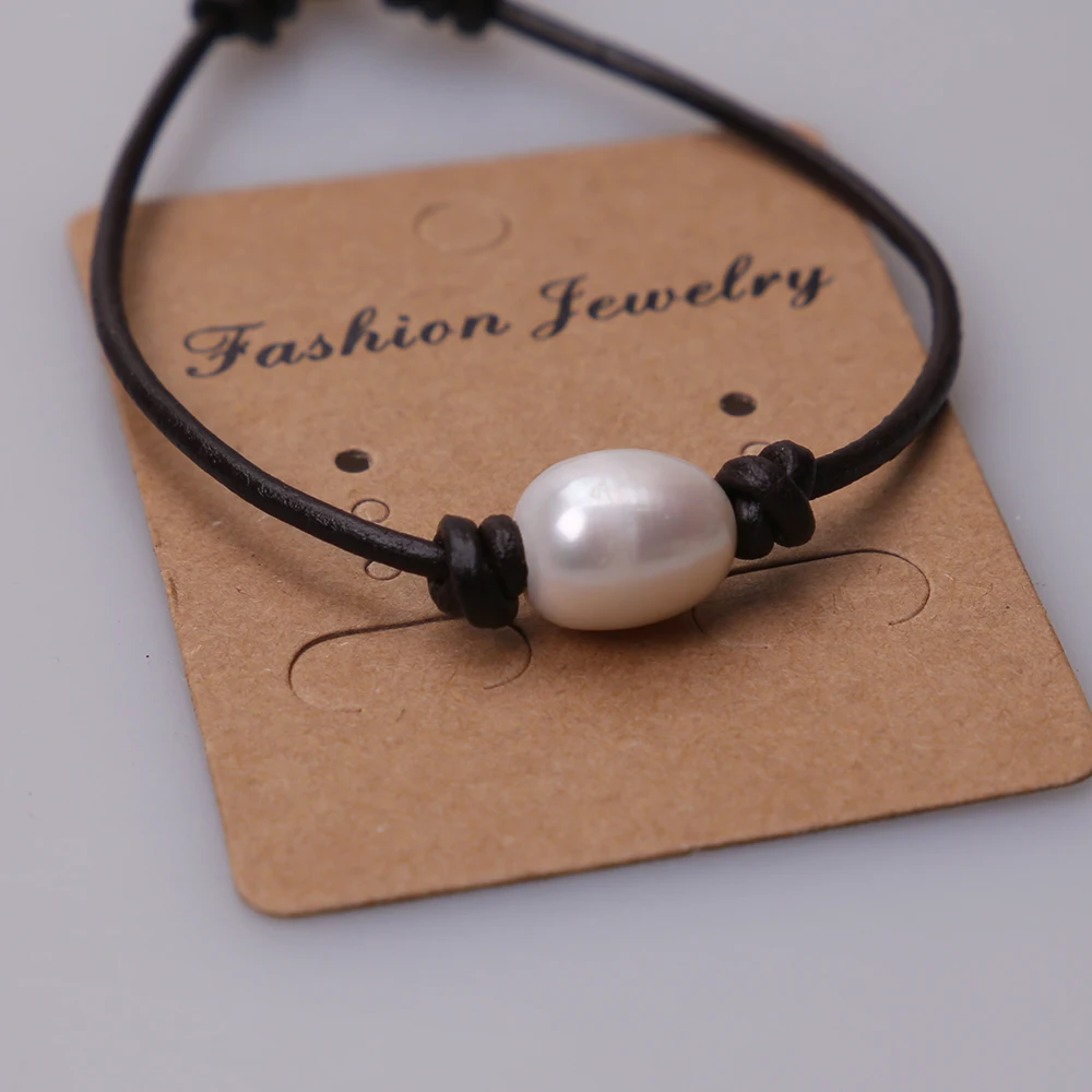 Женский браслет Ambrum кожаный из пресноводного жемчуга натуральные кожаные