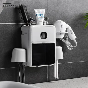 

Bathroom Toothpaste Holder Toothbrush Rack Squeezing Toothpaste Set Automatic Toothpaste Squeezer Multifunction Wall Shelf
