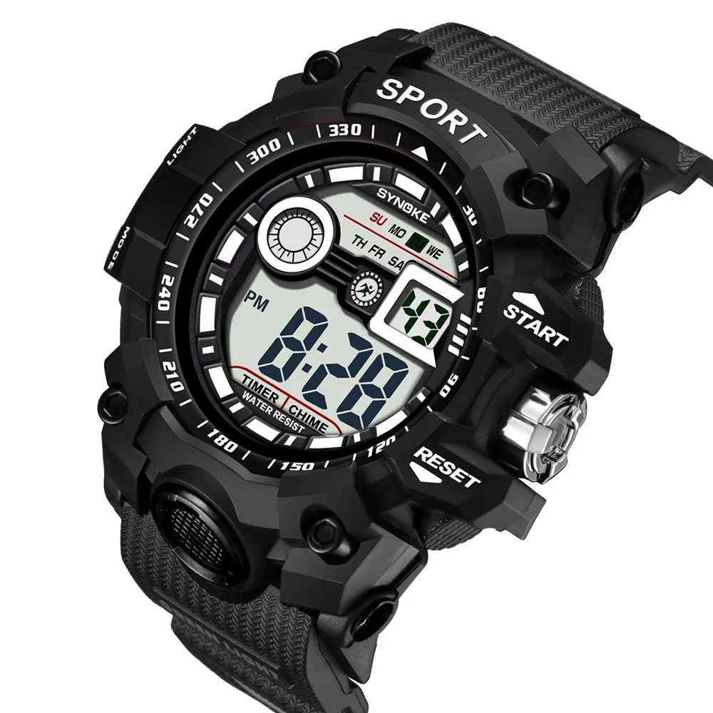 SYNOKE мужские часы Роскошные брендовые многофункциональные 50 м водонепроницаемые спортивные часы светодиодный цифровые часы двойного действия C8100