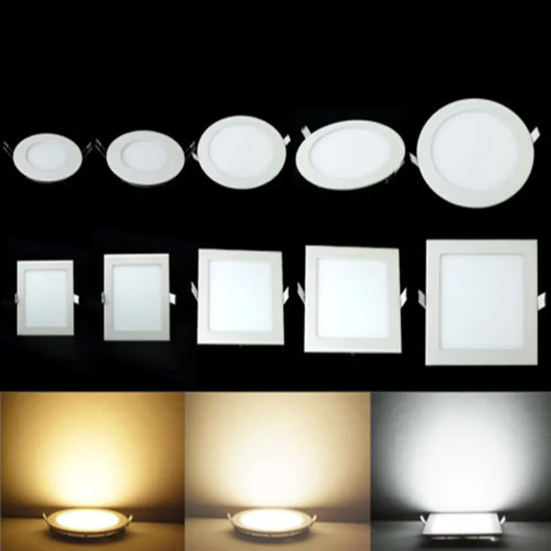 Круглый/Квадратный светодиодный панельный светильник, 3 Вт, 4 Вт, 6 Вт, 9 Вт, 12 Вт, 15 Вт, 25 Вт, светодиодный потолочный светильник, светильник для кухни, AC 85-265 в
