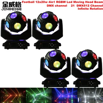 

Free Shipping 4pcs/lot Football 12x20w RGBW 4IN1 LED Beam Moving Head Ball Light Lyre Stage Light Professional DJ Equipment