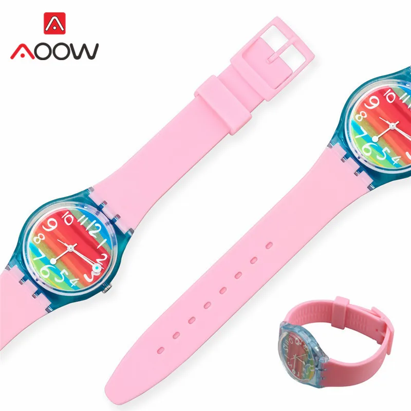 Vibrant Silicone Watchband - Colorful Rubber Bracelet Strap in Pink and Black