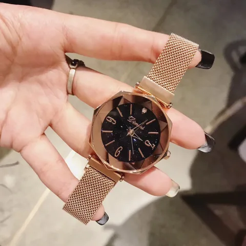 Relógios para as Mulheres Relógio de Pulso de Quartzo Pulseira de Aço Relógio de Vidro Personalizado Lados Milanese Geométrica Ultra Fino Completo Facetado 8