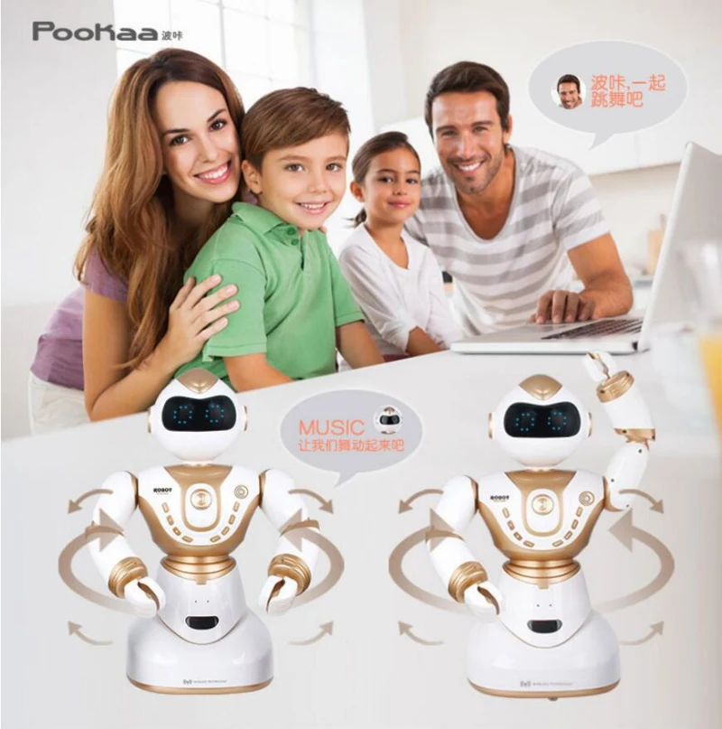 2018 Large Smart RC Robot 2850 2.4G 51CM Head Hand Turn LED expression voice dialogue intelligent Sport rc robot toy with lights