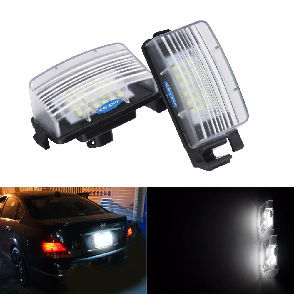 ANGRONG 2x Canbus LED License Number Plate Light For Nissan 350Z R35 Z12 Z34 R35 Sentra / Pulsar