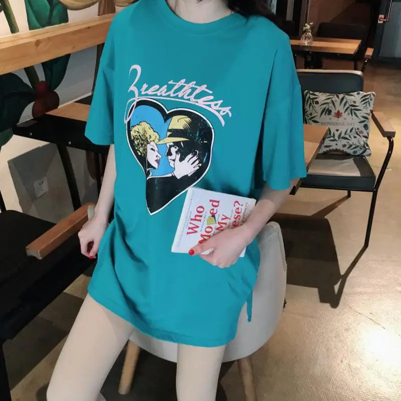 

Shuchan Hip Hop Women's T Shirts Summer 2019 O-neck Rock T Shirt With Short Sleeve Korean Clothes Tee Shirt Femme print