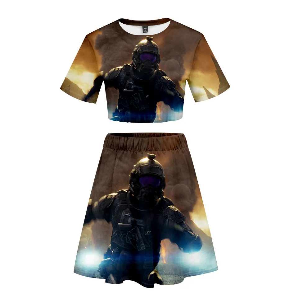 Love Death Robots Women Outfits 2 Piece Set Women Outfit 3D Print T-Shirt Women's Suit Mini Skirt Summer Top Ensemble Femme