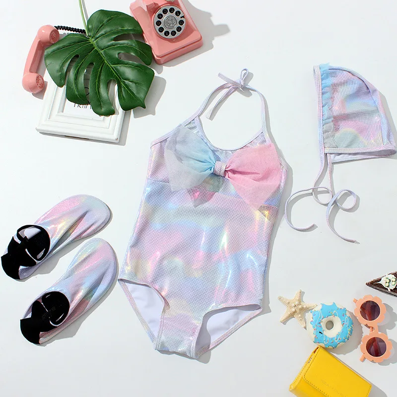 

BABY GIRL CLOTHES KIDS GIRLS SWIMSUITS BOW ONE-PIECE BATHING CLOTHES SUMMER SHORT BABY GIRLS SWIMSUITS SHINY CLOTH AND PRINTS