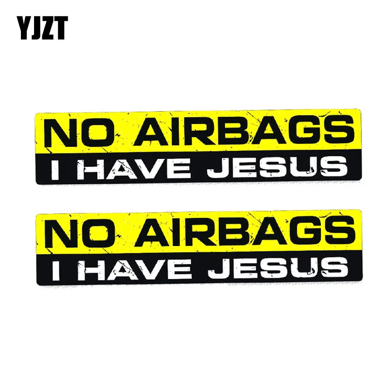 YJZT 2X 15CM*3CM PVC Funny NO AIRBAGS I HAVE JESUS Interesting Car Sticker Decal 12-0033