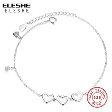 ELESHE классический стиль 3 шт. браслет в форме сердца Femme 925 стерлингового серебра женские свадебные хрустальные браслеты Pulseras модные ювелирные изделия