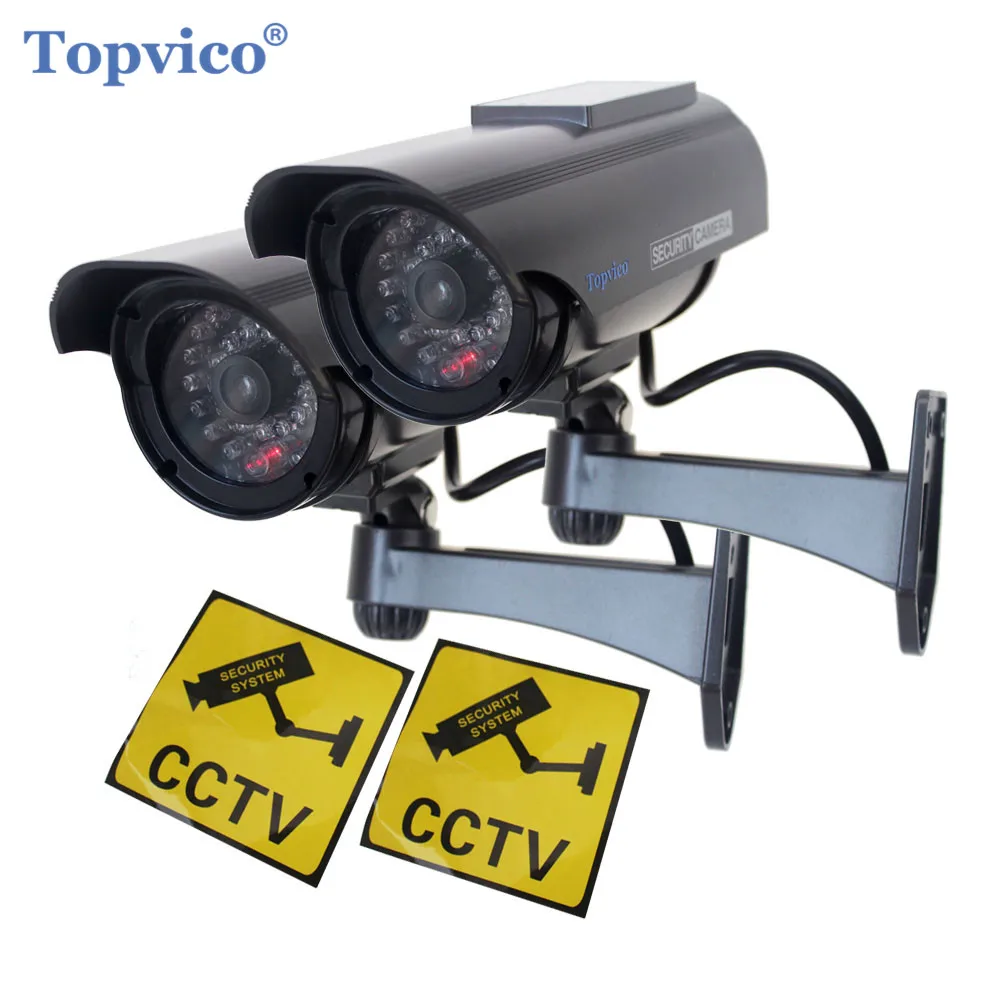 Поддельная камера видеонаблюдения Topvico 2 шт. на солнечной батарее|camera false|camera