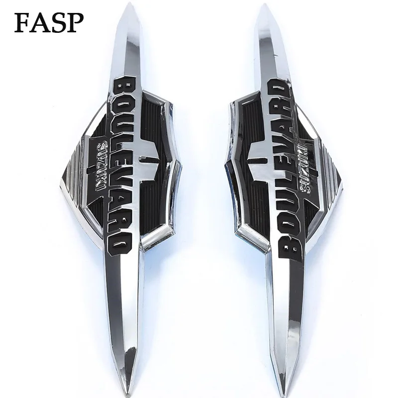

2 PCS FASP Motorcycle Gas Tank Emblem Badge Chrome For Suzuki Boulevard VL400 800 C50 M50 C90 M90 M109R Gas Tank Emblem Badge