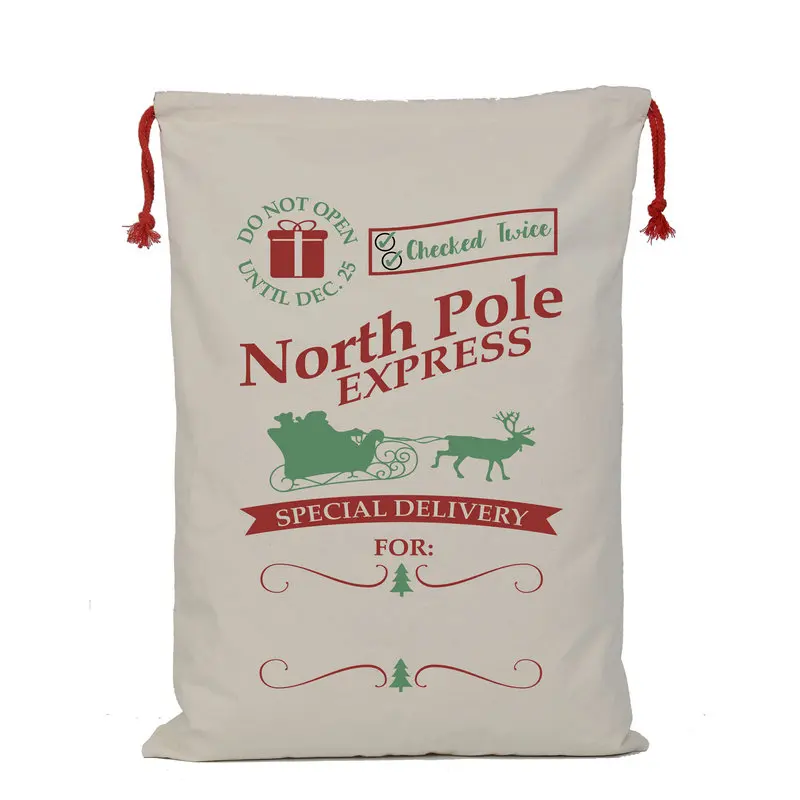  44 Styles Christmas Santa Sacks 1pc Drawstring Canvas Santa Sack Xmas Canvas Bag Hot Sale Big Santa - 32903161203