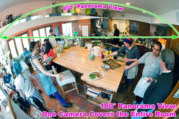 180 degree wide angle view