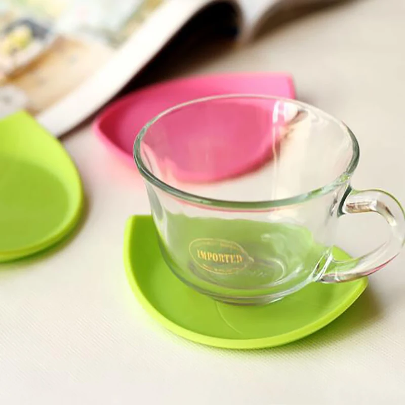 

New Green Leaf Cup Coaster Nonslip Silicone Place Mat Pads Cup Cushion Tea Cup Mat Pads Coffee Mug Drink Coasters Dining