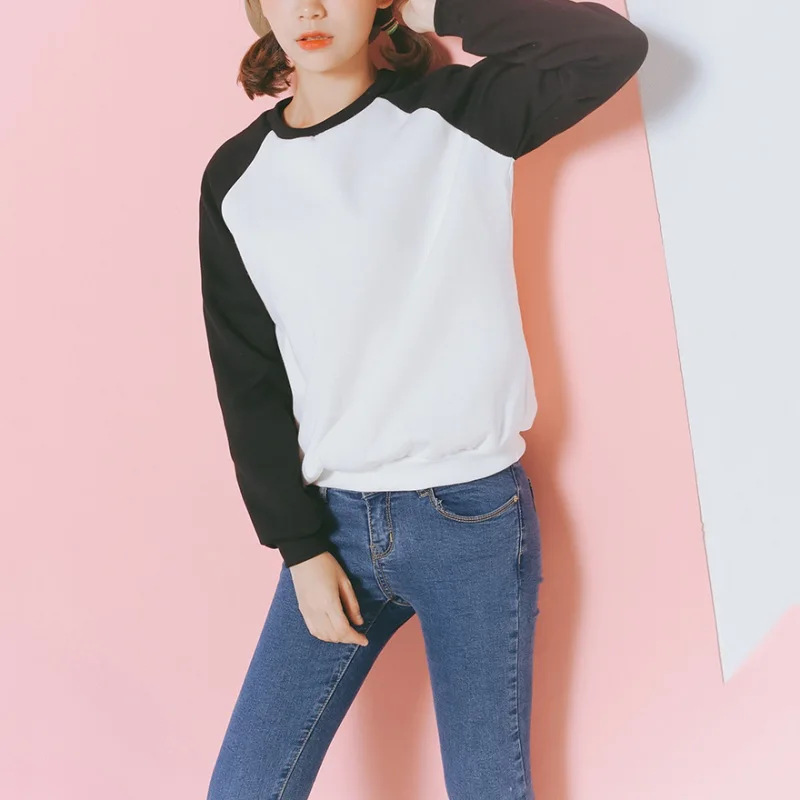 New Autumn Women's Sweatshirt Stitching Color Velveteen