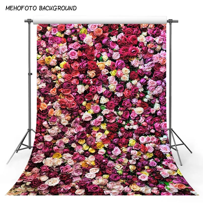 

MEHOFOTO Photography Backdrop Spring Wedding Adout Party Bright Red Rose Flowers Customized Decor Prop Backdrop for Photo Studio