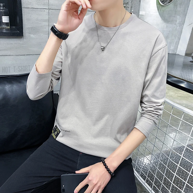 

Plus Size Funny T Shirts Men Spring Autumn Loose Mens T-Shirts Long Sleeve O-Neck Back Letter Print 100% Cotton Tee Shirt Homme