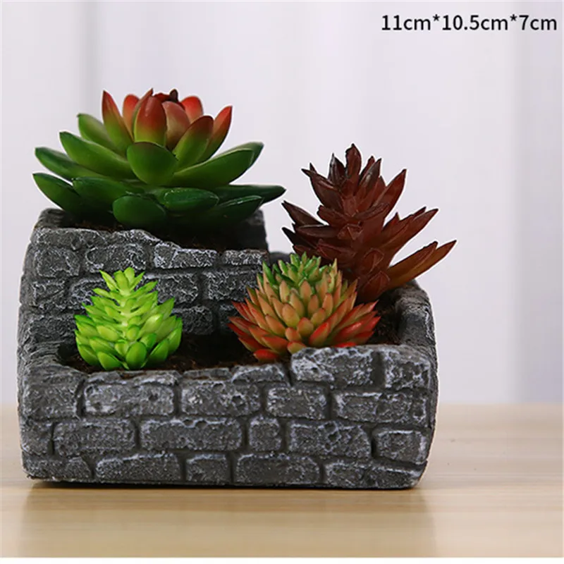 Brick Wall Retro Ancient Plants Pot Making Silicone Mold for Concrete DIY Square Cement Planter Mould