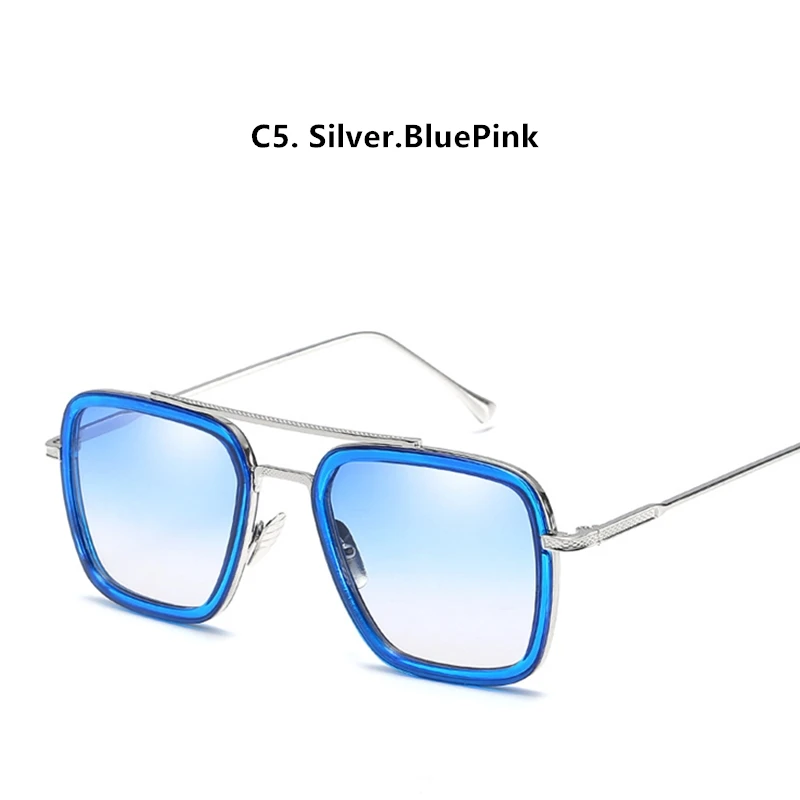 HBK 2018 Men Square Aviation Brand Design Sun Glasses Oculos De Sol Fashion Avengers Tony Stark Flight Style Sunglasses K40031