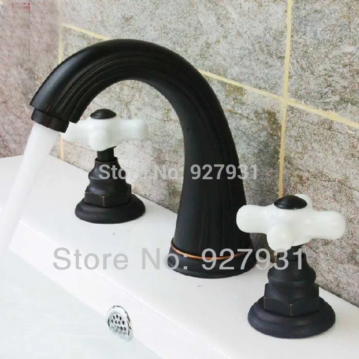 Euro Dual Ceramic Handle Basin Faucet Oil Rubbed Bronze Bathroom Basin Sink Tap