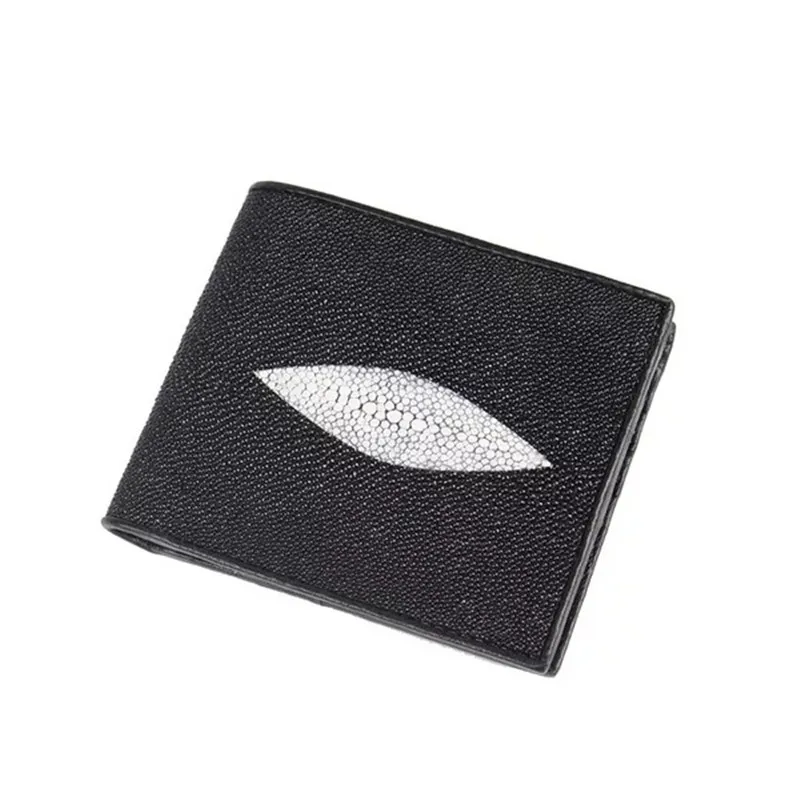 

100% Guaranteed Genuine Stingray Skin Short Purse Wallet Unisex Exotic Stingray Leather Men's Bifold Short Card Wallet