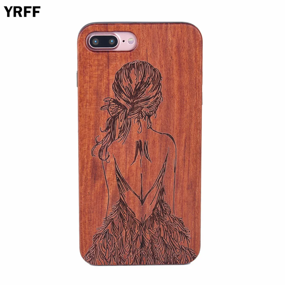 Us 922 25 Offyrff Dziewczyna Z Powrotem Rysunek Wzór Pc Drewniany Pokrowiec Na Telefon Dla Iphone 7 8 Ultracienkich Drewno Tylna Pokrywa Iphone