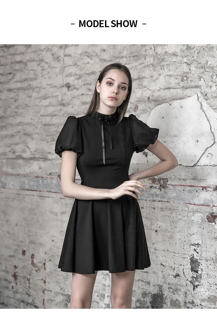 Панк рейв девушки Готический Мода Лето короткий рукав новое платье ...