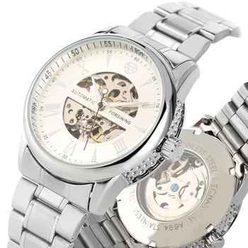 

Exquisite Automatic-self-winding Mechanical Watch Luxury Stainless Steel Skeleton Mechanical Men Watches Business Male Clock