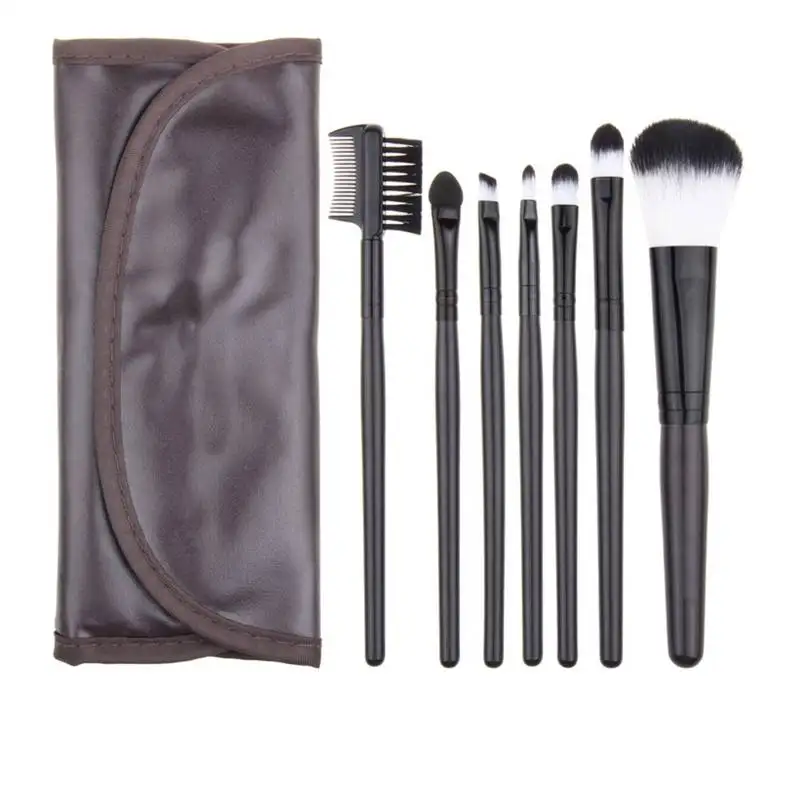 Colorido em pu Cabelo Sintético Profissional Peixe Especial Punho Plástico Cosmetic Make up Brush Kit Makeup Brushes Grupo Bolsa 7 Pcs 12 Cheap Aplicador de sombra