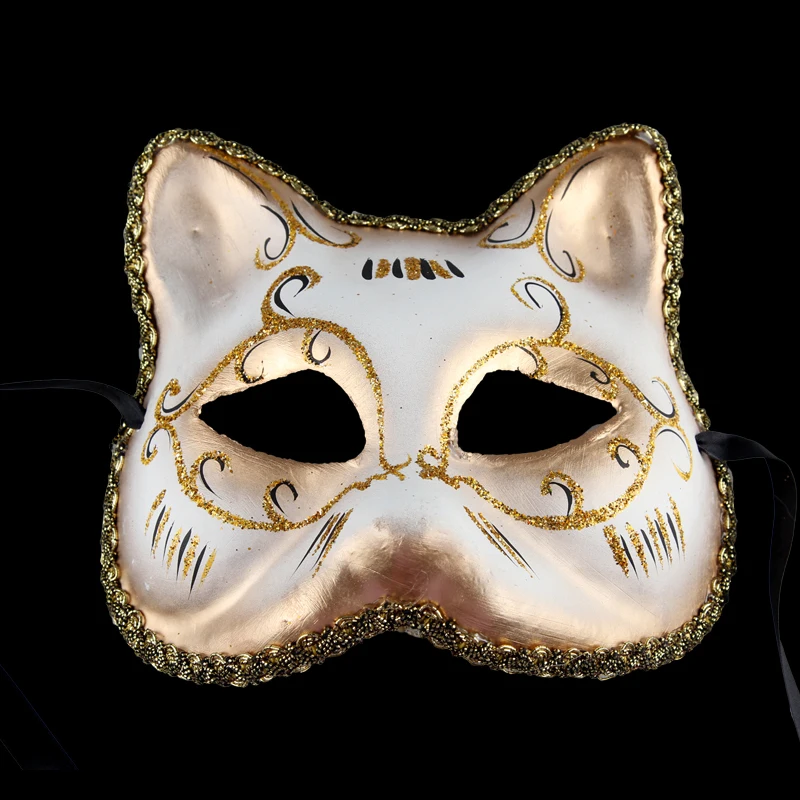 European Christmas Cat Face Women Mask Half Face Venice Masquerade
