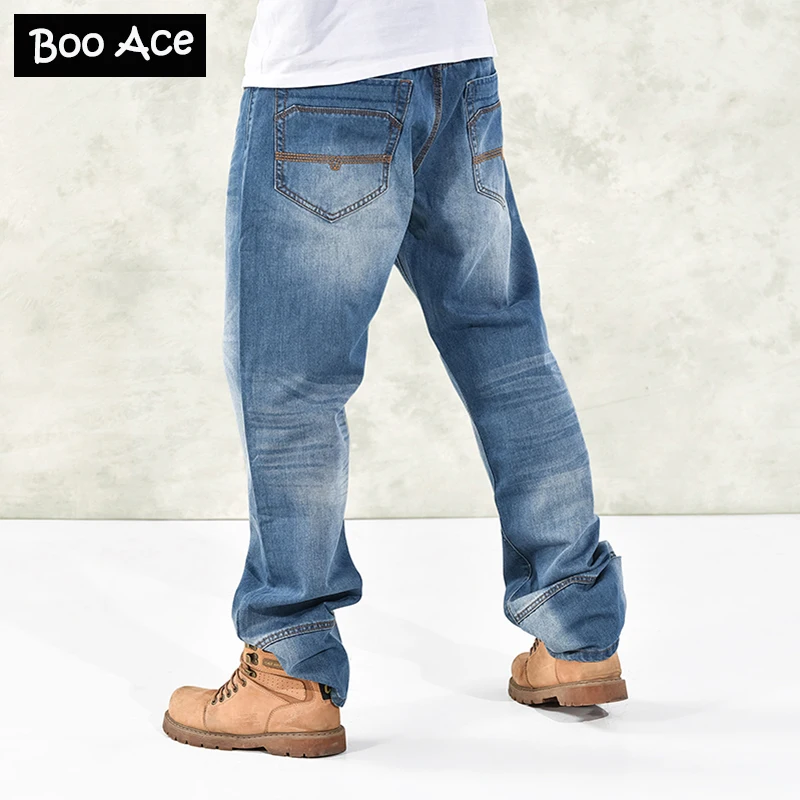Mens Baggy Hip Hop Pants Denim Skinny Jeans Trousers for Men Skateboard Pants Plus Size 30 46