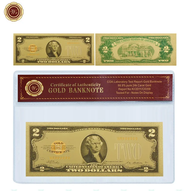WR Vintage Home Decor 2 Dollar 24k Gold Banknote Unique Gifts ... WR Vintage Home Decor 2 Dollar 24k Gold Banknote Unique Gifts ...