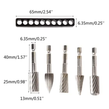 5 шт. 1/" шестигранный хвостовик ротационные напильники набор заусенцев для резьбы по дереву электрическая шлифовальная машина Rasp