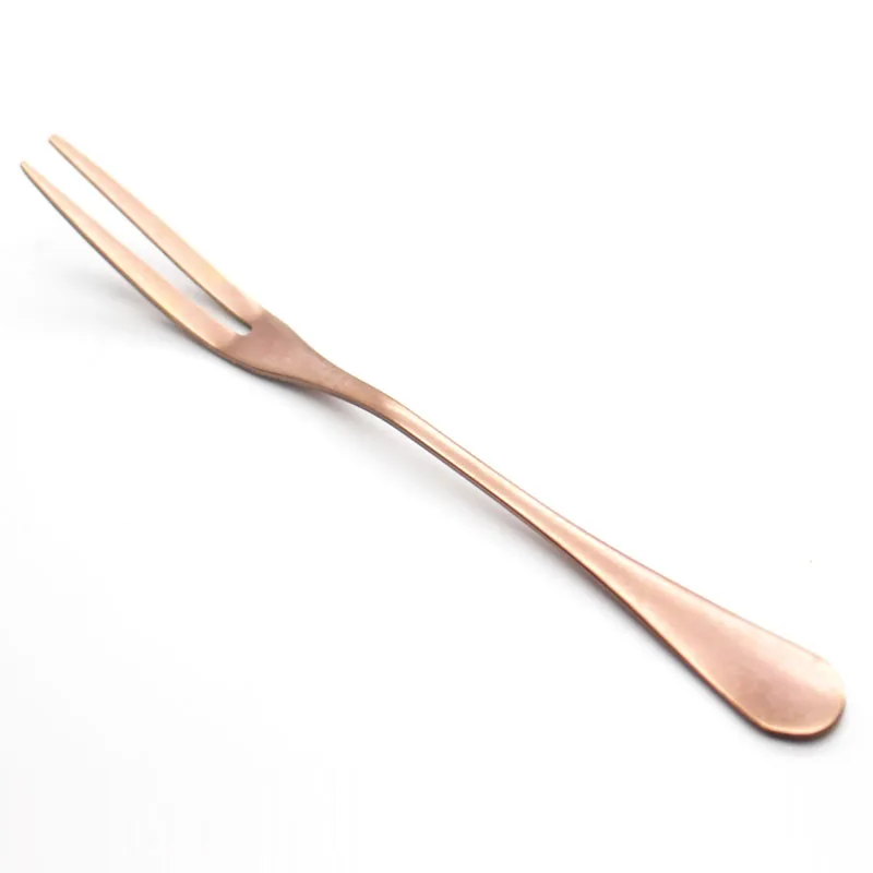 5pcs/lot Classic Rose Golden Fruit Forks Set Food Sticks For Dessert