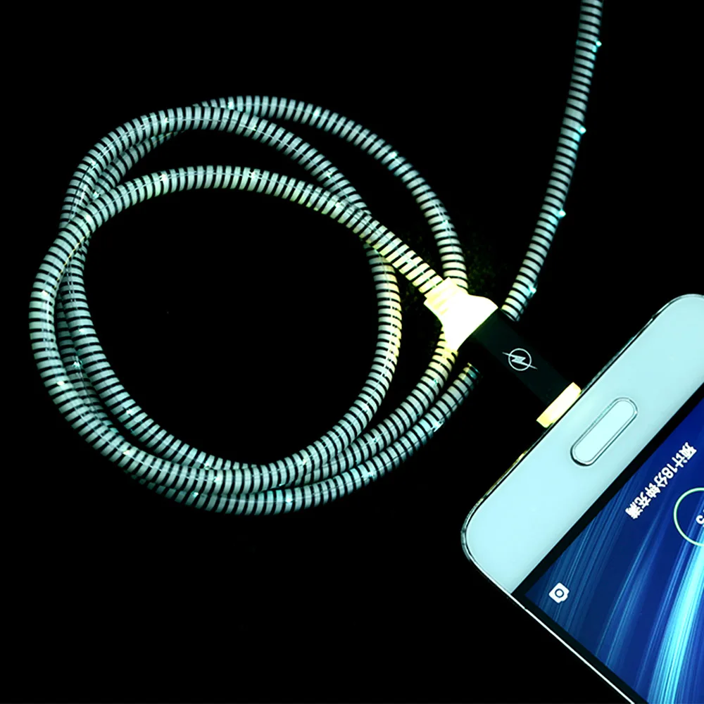 1 шт. горячий usb type-C светящийся светодиодный светильник мигающий металлический сплав кабель для синхронизации данных и быстрой зарядки
