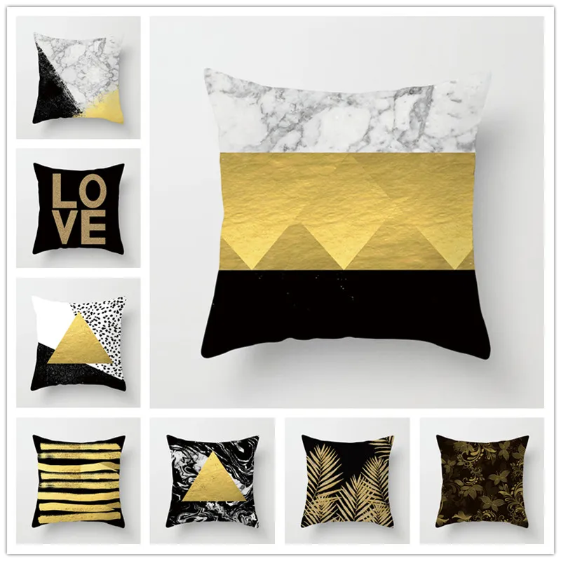 

New Arrival Golden Triangle 45cm*45cm Polyester Peach Skin bedding pillow cover home decor pillowcases