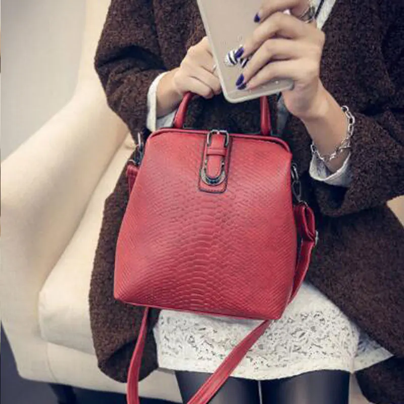 

Serpentine Leather Women Backpack 2019 Fashion Doctor School Backpack Large Capacity Rucksack Female 6493
