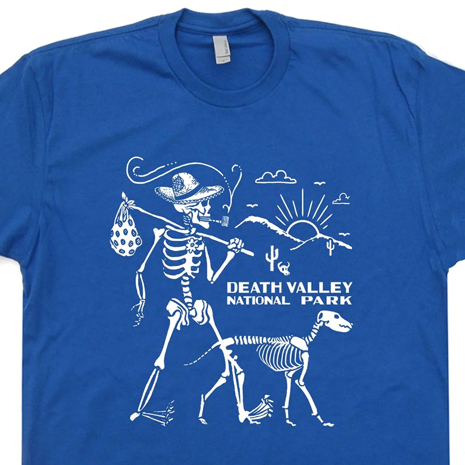 2019 New Brand Cheap Sale 100 % Cotton Death Valley T Shirt Hiker Hobo Skeleton Walking Dog Camper Tee National Park | Мужская одежда