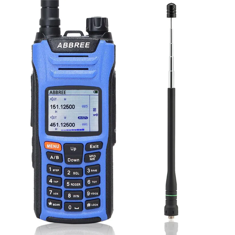 ABBREE AR-F6 рация Многополосная многофункциональная VHF UHF DTMF 999CH VOX DTMF SOS сканирование секундомер Ham двухстороннее радио - Цвет: Telescopic Antenna