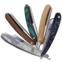 Необработанная древесина/акриловая ручка бритвенная прямая бритва 420 стальное лезвие Парикмахерская Борода удаление складной нож