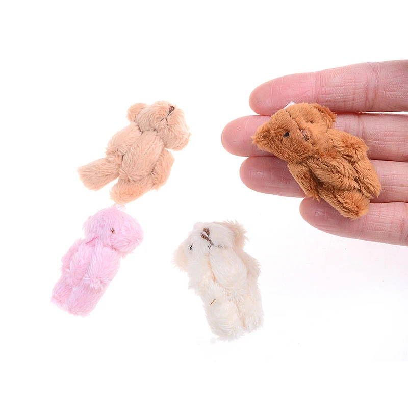 

1pc 4colors 4.5 Cm Mini Joint Bear Plush Stuffed Wedding Box Toy Doll Garment & Hair Accessories Decor Doll